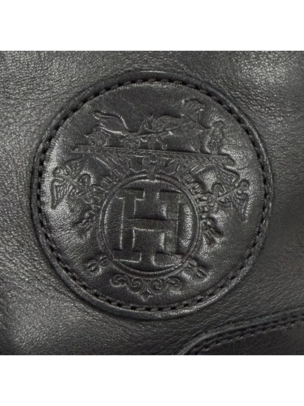Hermes Leather Silver Logo with Patch Lace-up Hiking Boots Black Orange